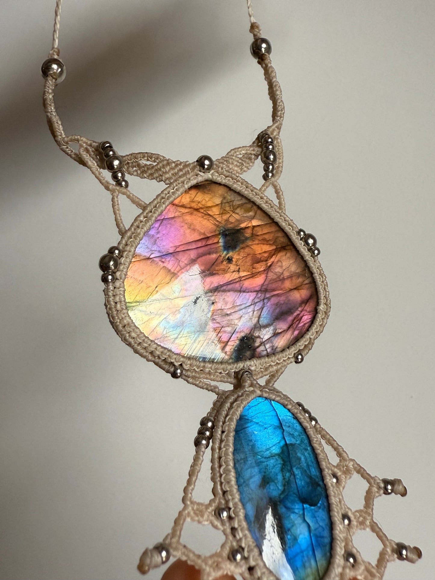 Macrame Statement Neckalce | Labradorite