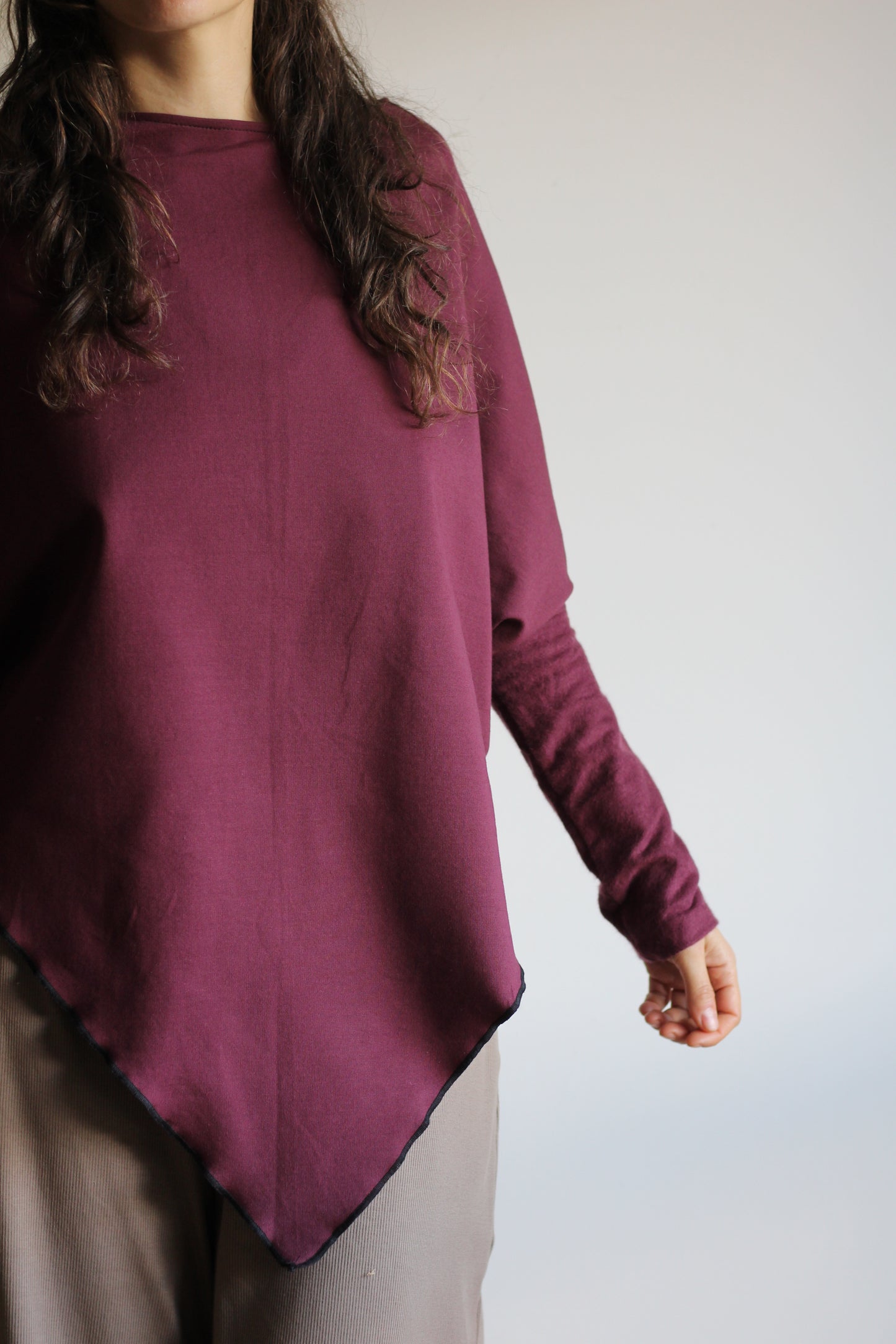 Long sleeve leaf blouse | Wine | XS - S