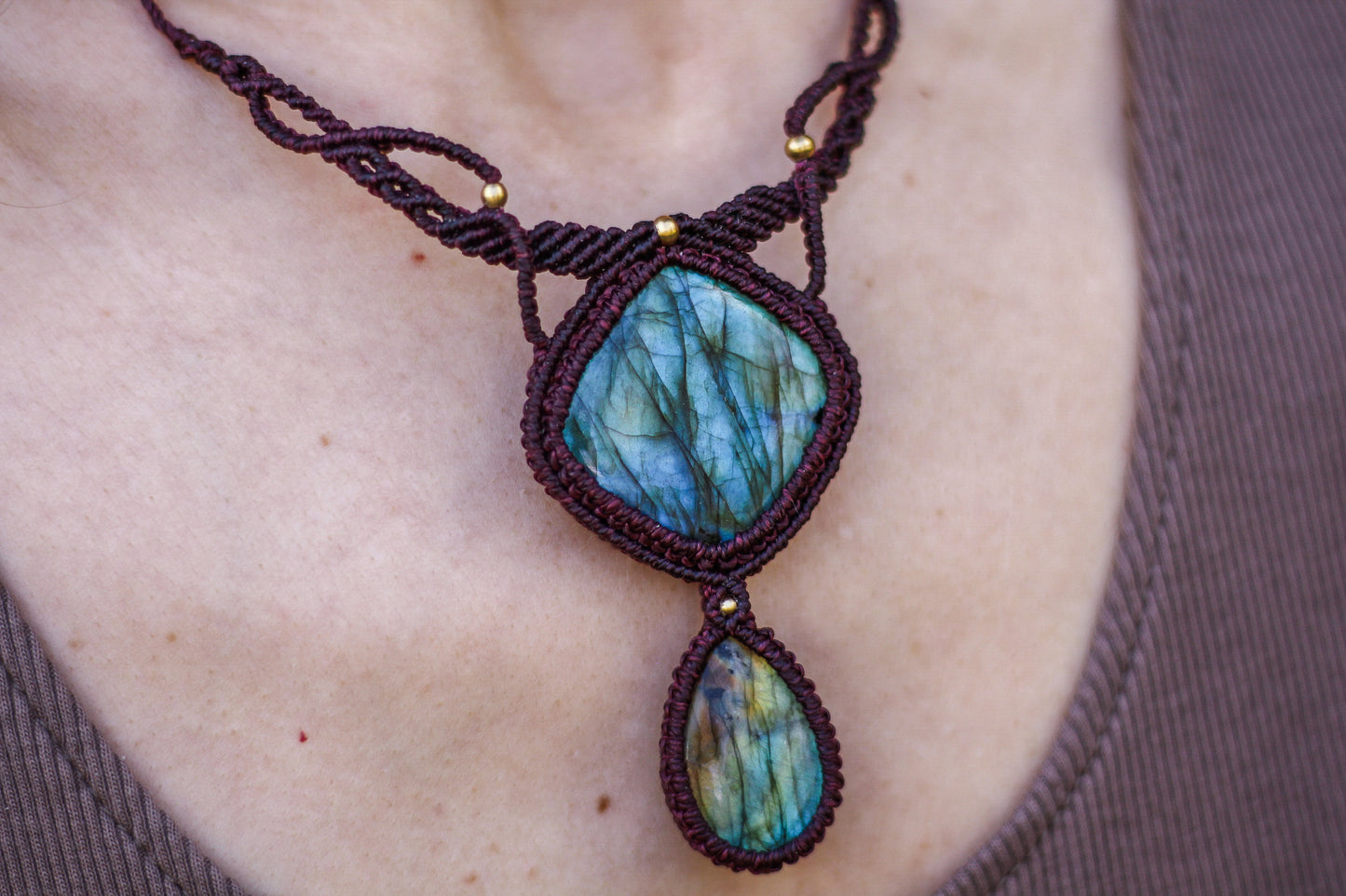 Macrame necklace | Labradorite