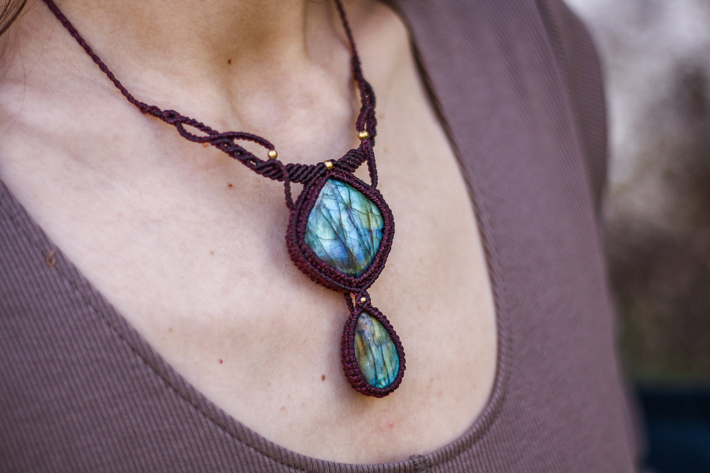 Macrame necklace | Labradorite