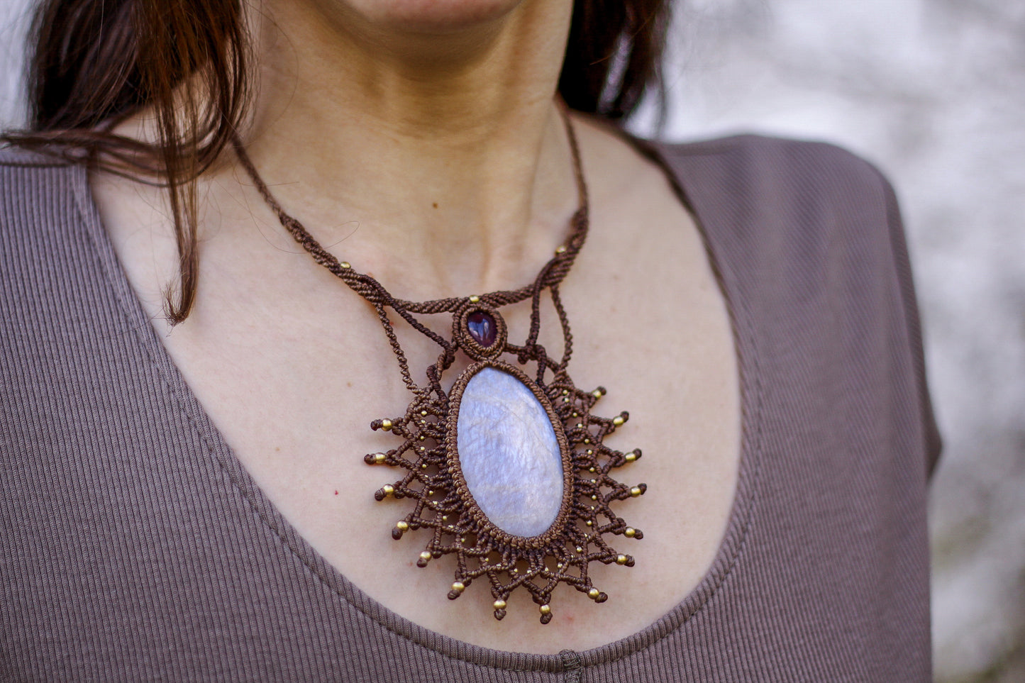 Mandala necklace | Amethyst & Moonstone
