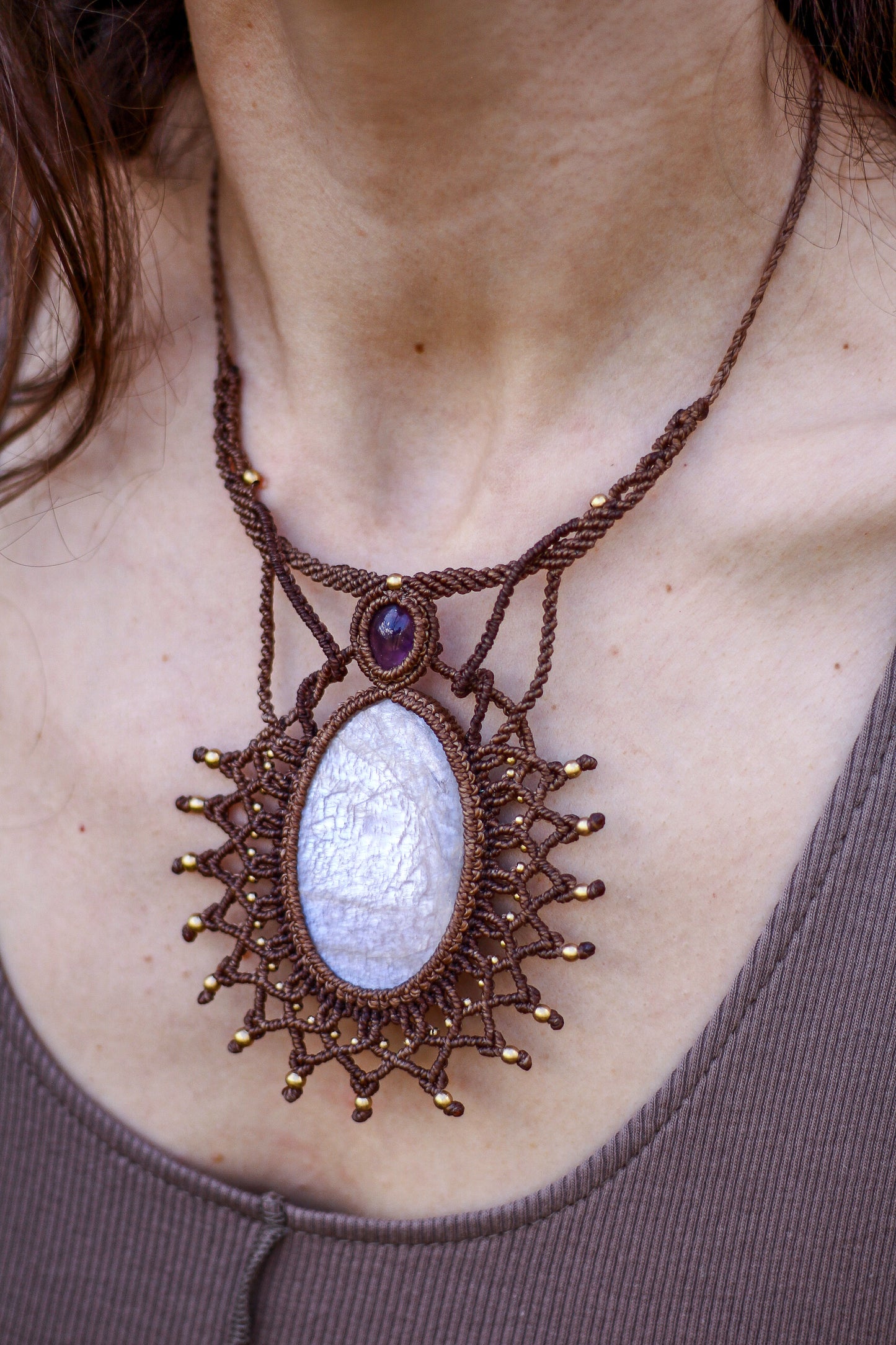 Mandala necklace | Amethyst & Moonstone