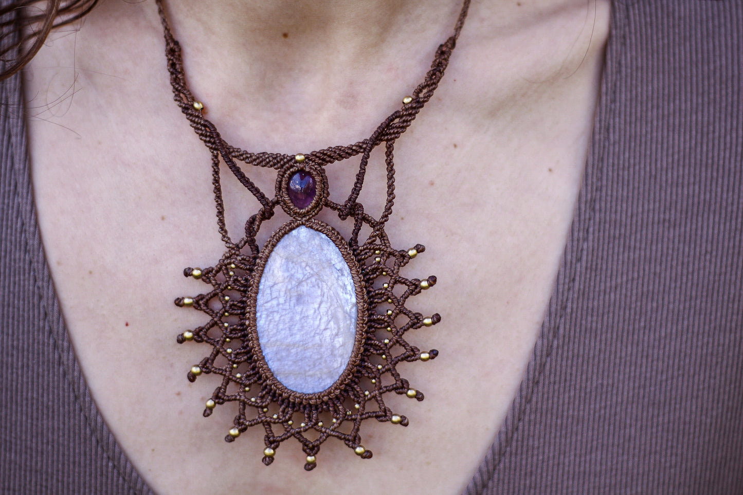 Mandala necklace | Amethyst & Moonstone