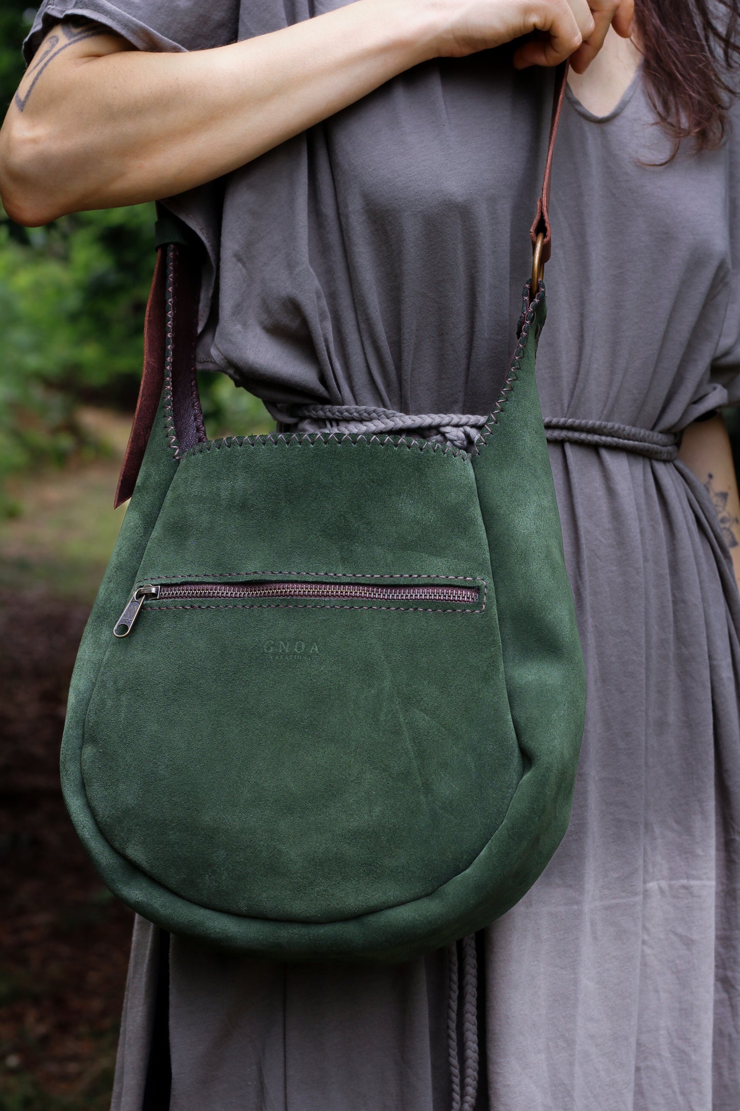 Big moon shoulder bag | Forest Green