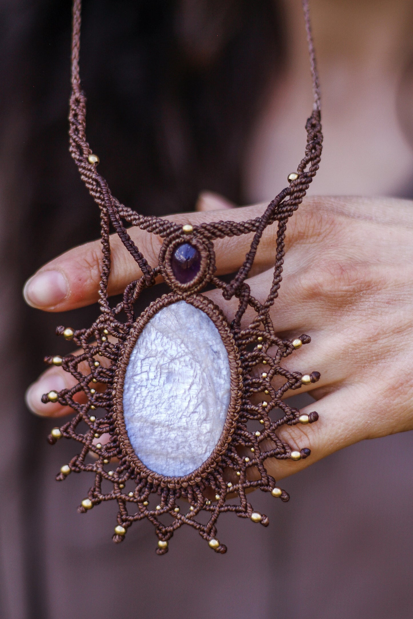 Mandala necklace | Amethyst & Moonstone