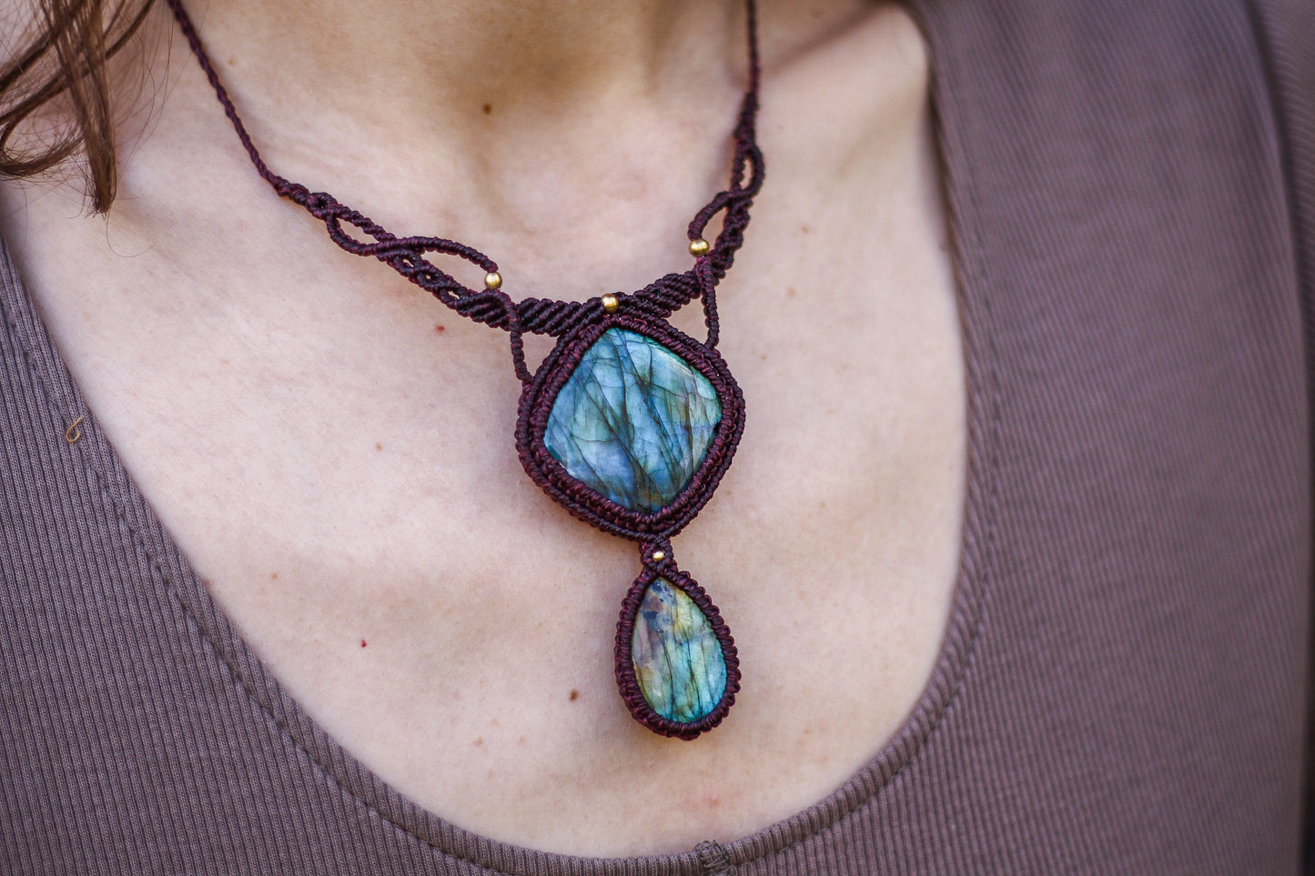 Macrame necklace | Labradorite