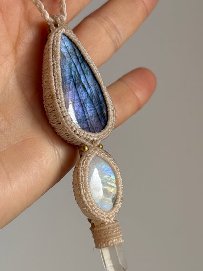 Labradorite, Moonstone & Quartz Pendant | Soul Collection