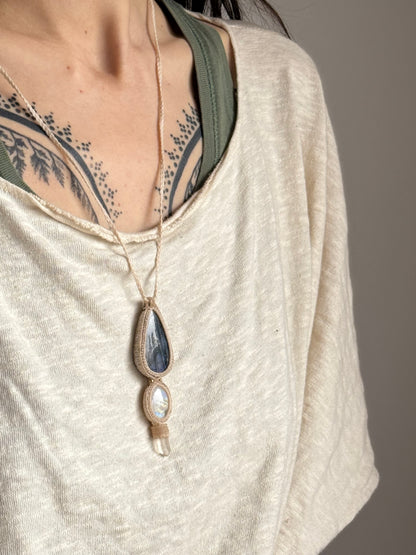 Labradorite, Moonstone & Quartz Pendant | Soul Collection