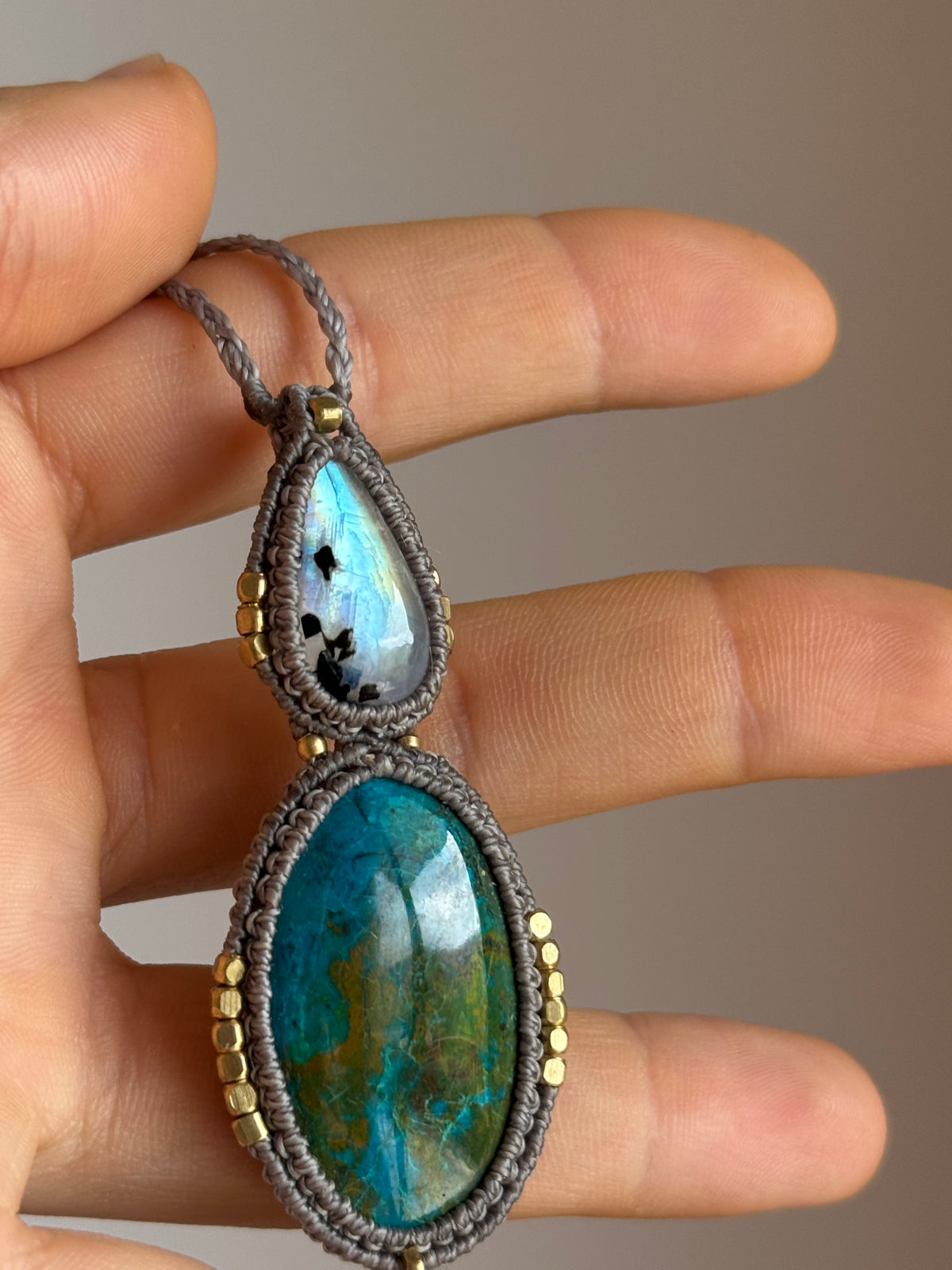 Moonstone & Chrysocola Pendant | Inner Goddess Collection