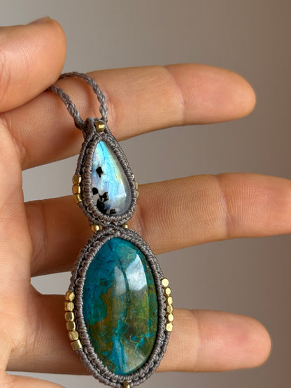 Moonstone & Chrysocola Pendant | Inner Goddess Collection