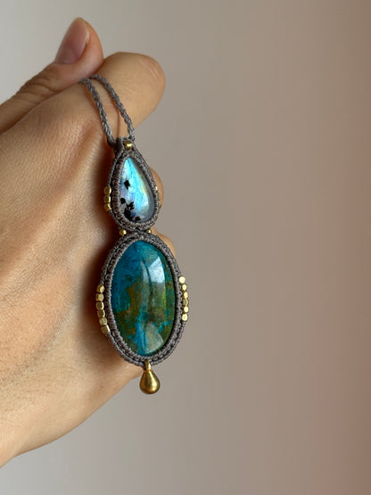 Moonstone & Chrysocola Pendant | Inner Goddess Collection