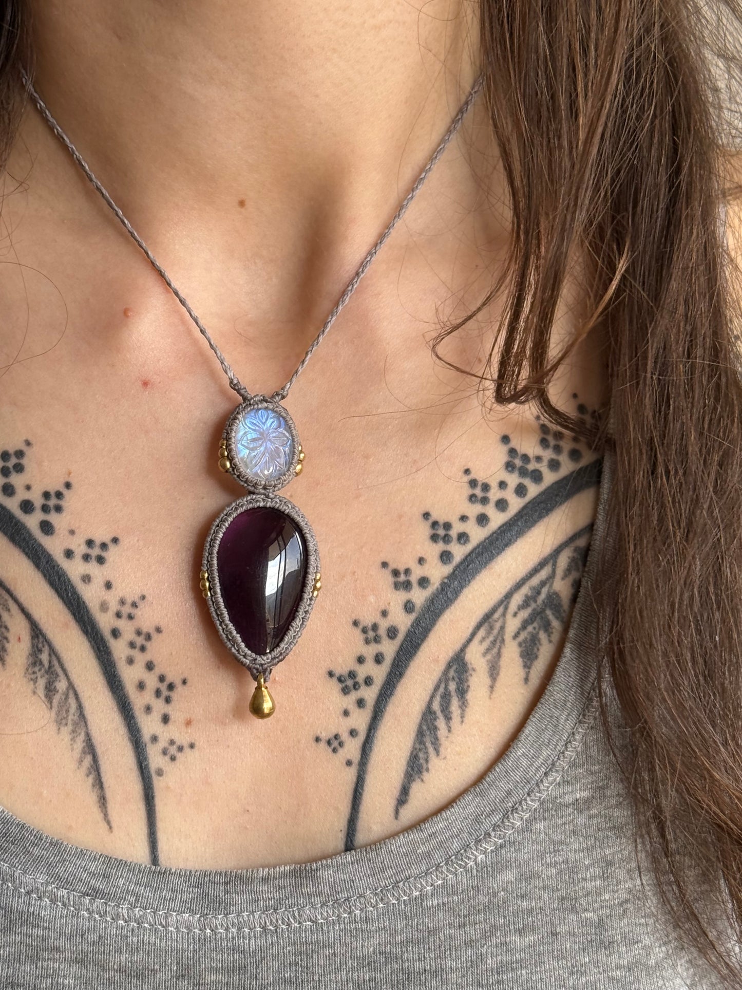 Moonstone & Amethyst Pendant | Soul Collection