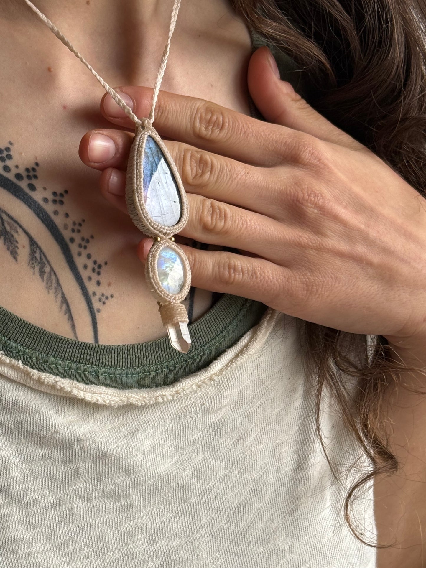 Labradorite, Moonstone & Quartz Pendant | Soul Collection