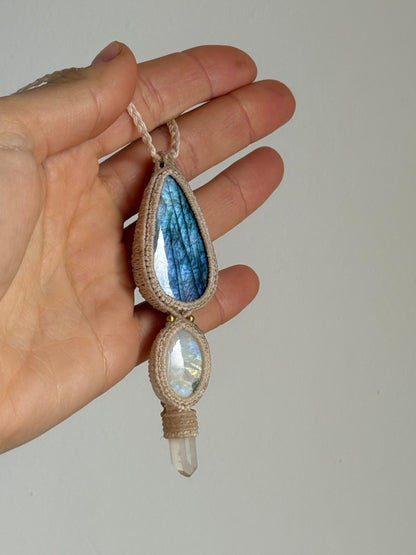 Labradorite, Moonstone & Quartz Pendant | Soul Collection