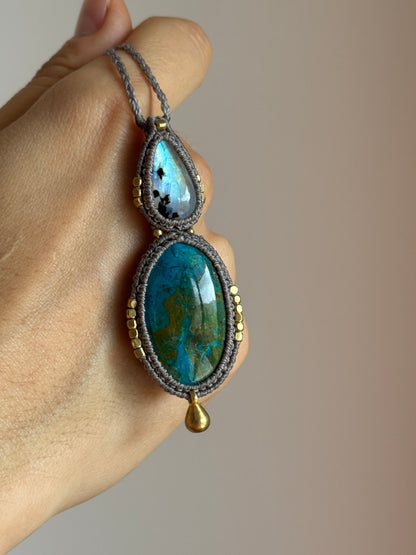 Moonstone & Chrysocola Pendant | Inner Goddess Collection