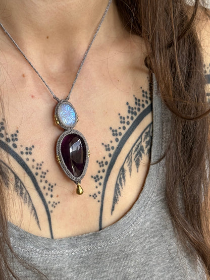 Moonstone & Amethyst Pendant | Soul Collection