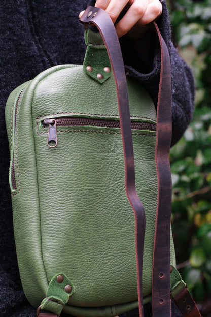 MOON BACKPACK | Green & Dark Brown