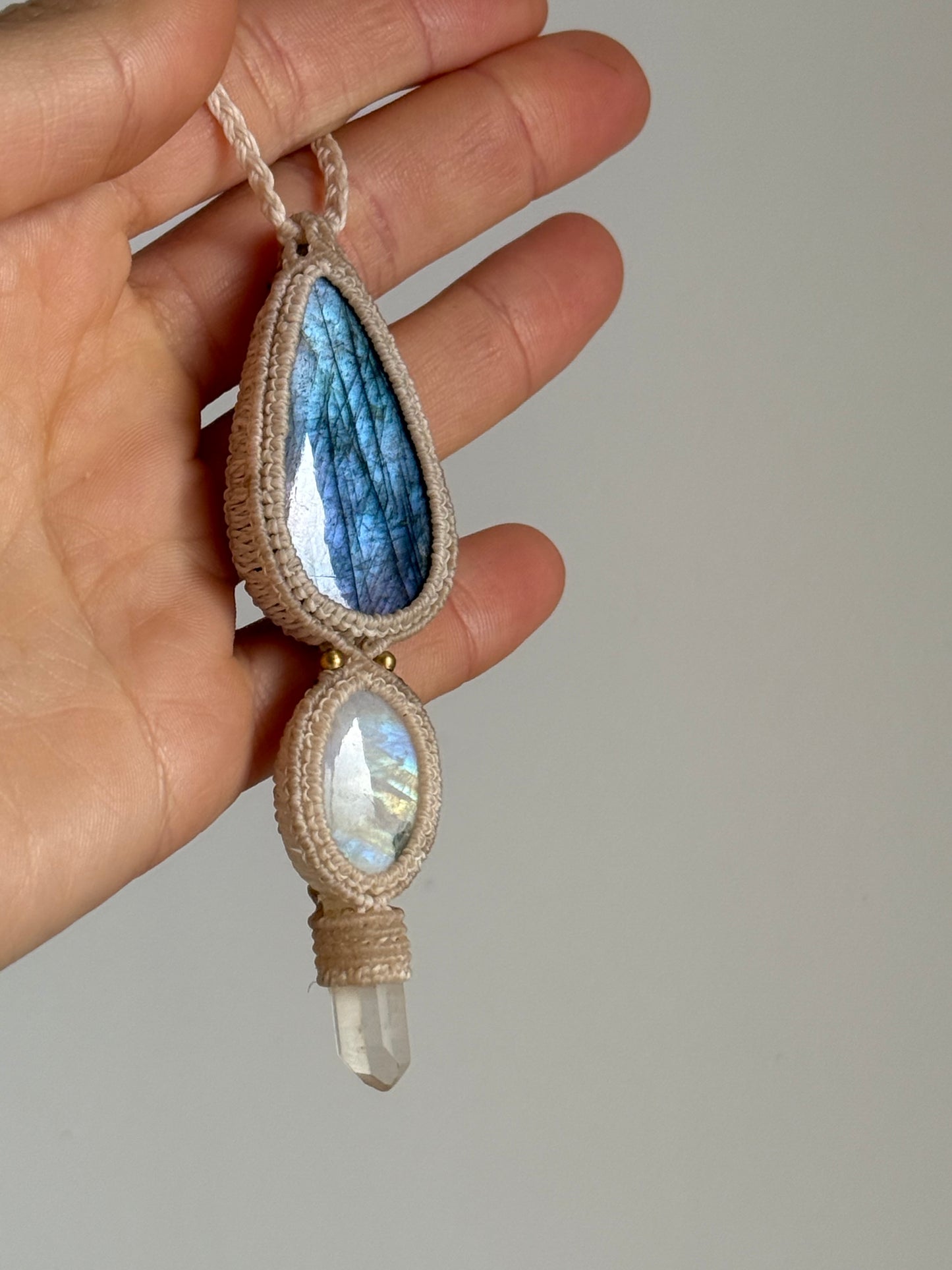 Labradorite, Moonstone & Quartz Pendant | Soul Collection