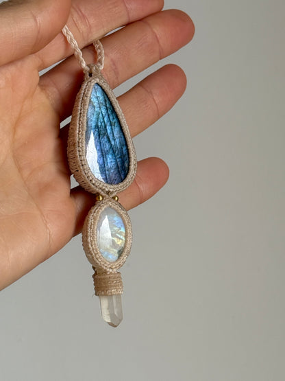 Labradorite, Moonstone & Quartz Pendant | Soul Collection