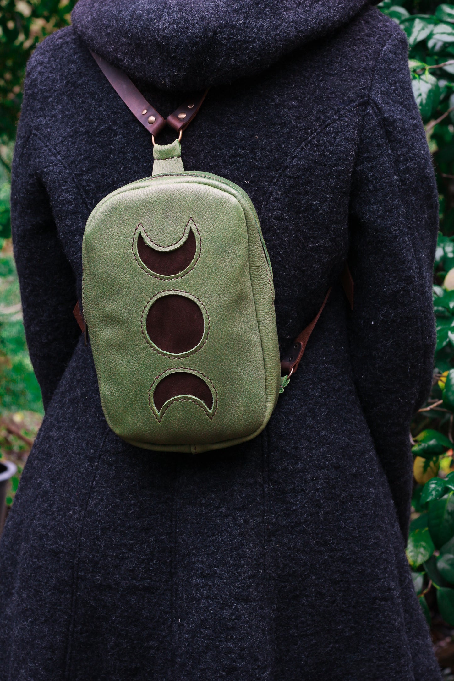MOON BACKPACK | Green & Dark Brown