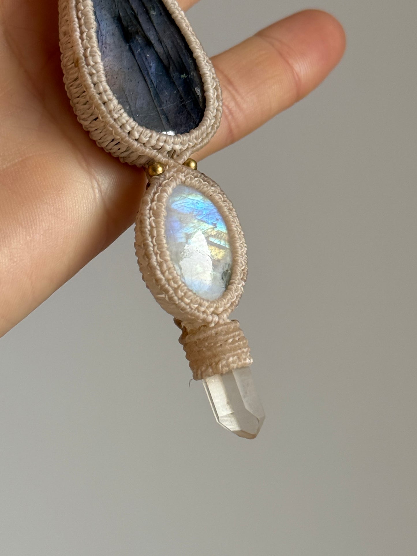 Labradorite, Moonstone & Quartz Pendant | Soul Collection