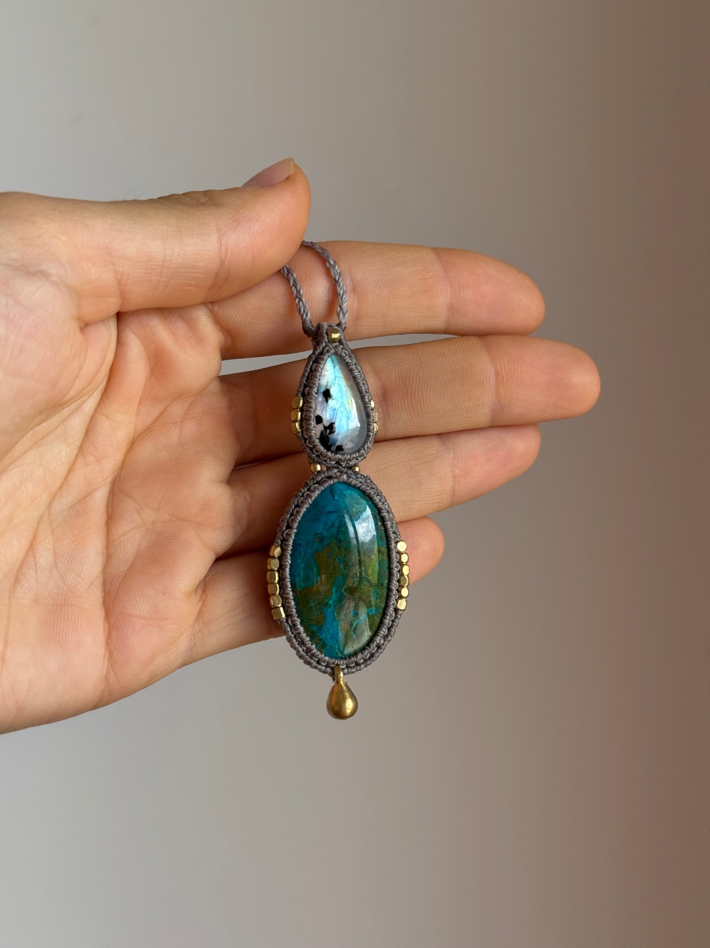 Moonstone & Chrysocola Pendant | Inner Goddess Collection