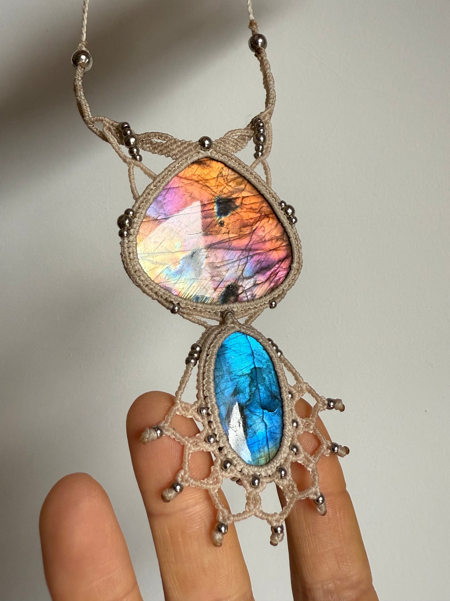 Macrame Statement Neckalce | Labradorite