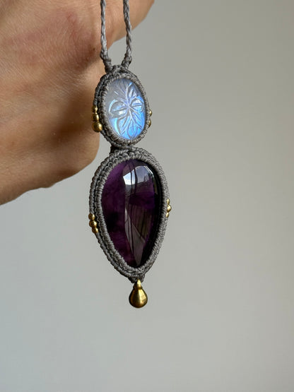 Moonstone & Amethyst Pendant | Soul Collection