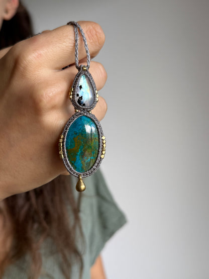Moonstone & Chrysocola Pendant | Inner Goddess Collection