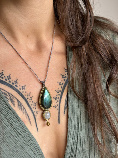 Labradorite & Moonstone Pendant | Inner Goddess Collection