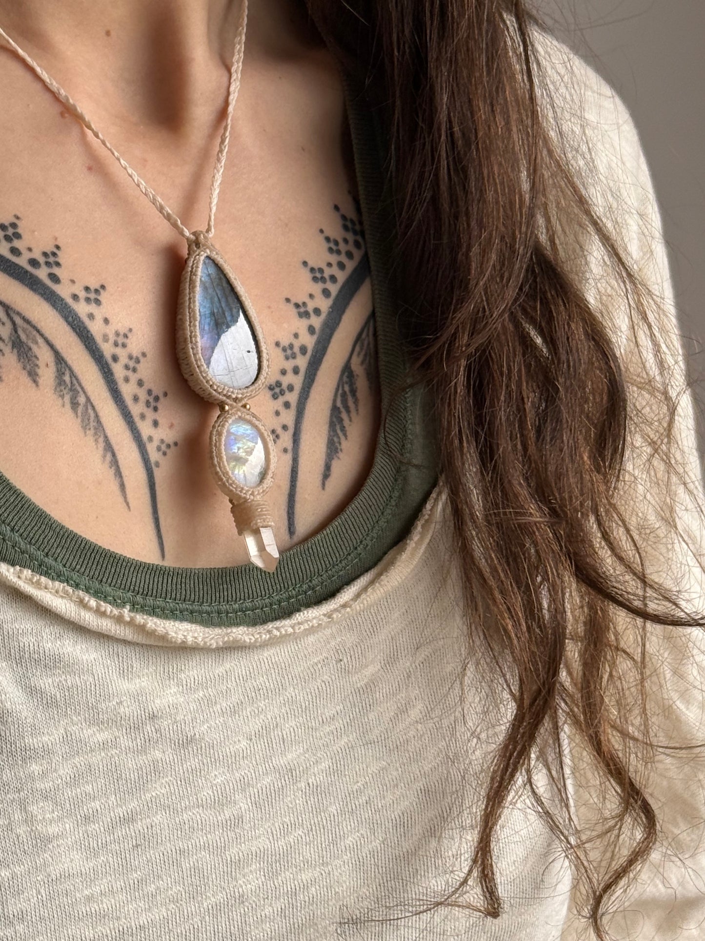 Labradorite, Moonstone & Quartz Pendant | Soul Collection