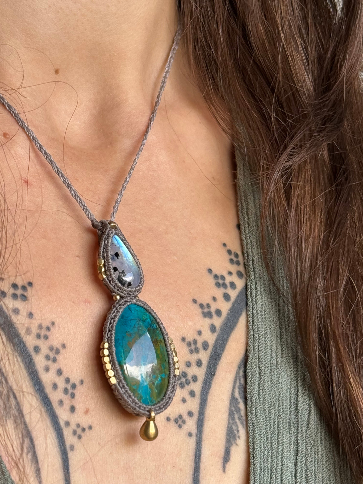 Moonstone & Chrysocola Pendant | Inner Goddess Collection