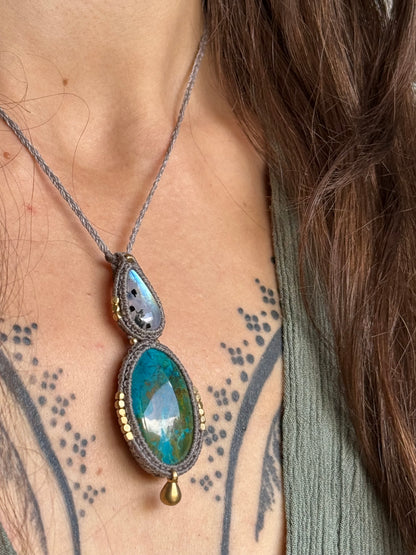 Moonstone & Chrysocola Pendant | Inner Goddess Collection