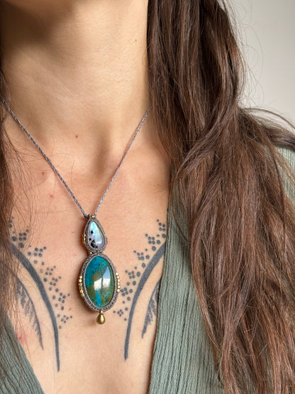 Moonstone & Chrysocola Pendant | Inner Goddess Collection