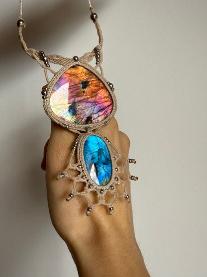 Macrame Statement Neckalce | Labradorite