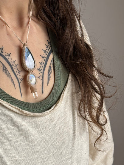 Labradorite, Moonstone & Quartz Pendant | Soul Collection