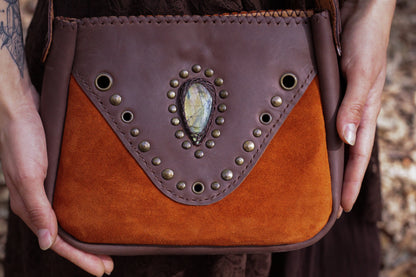 Brown/Orange Maeve bag with Labradorite