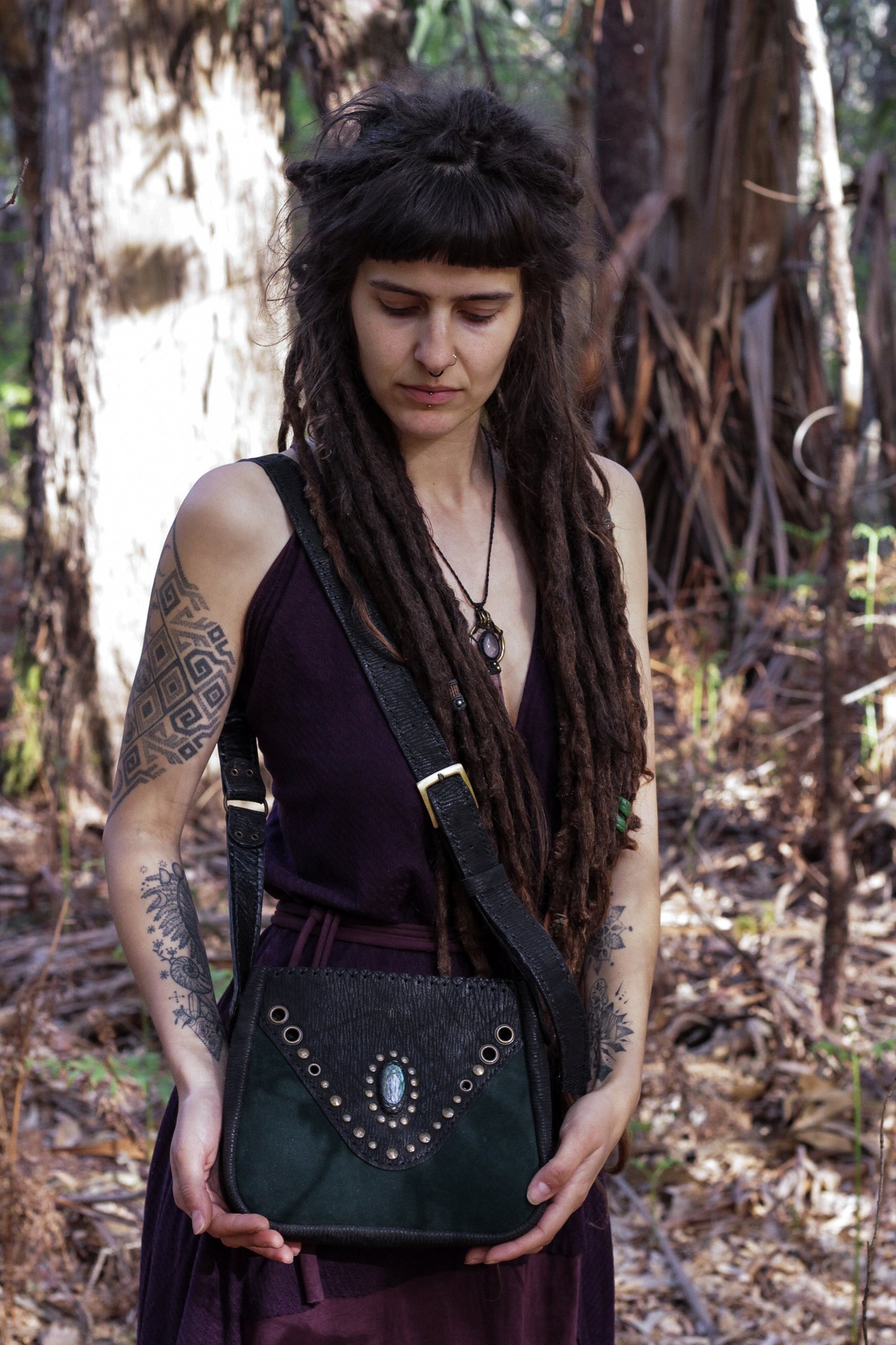 Black Maeve bag with Labradorite