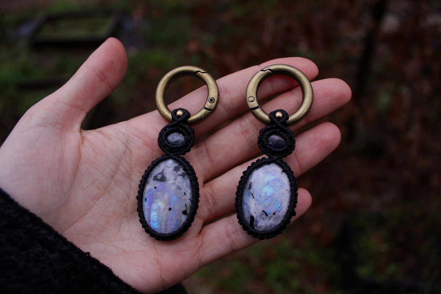 Moonstone & Kyanite ear weights