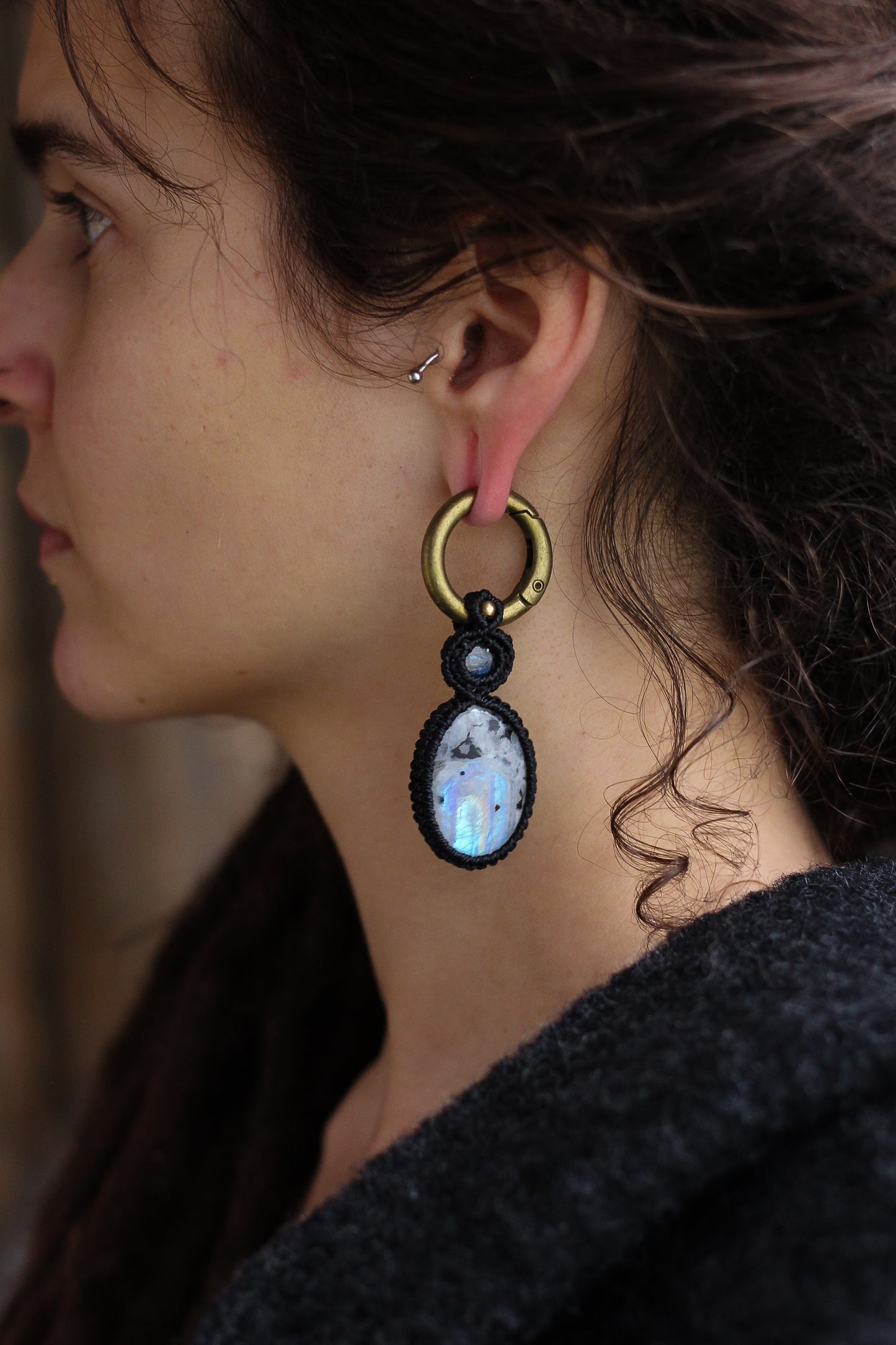 Moonstone & Kyanite ear weights