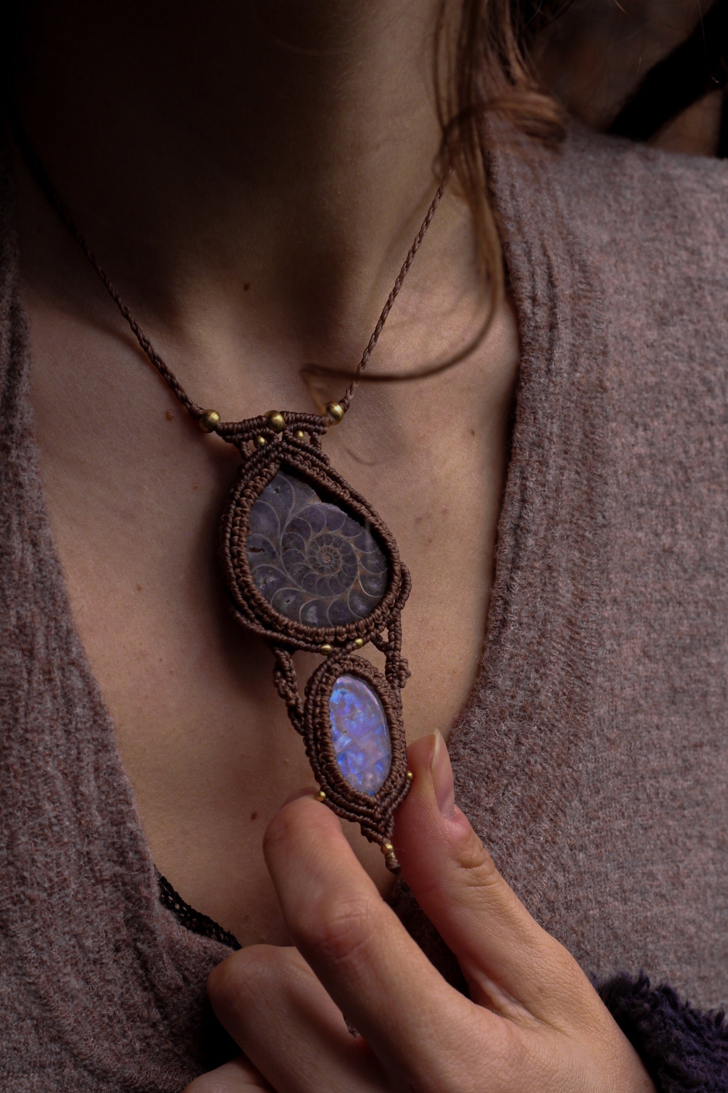 Ammonite & Moonstone pendant