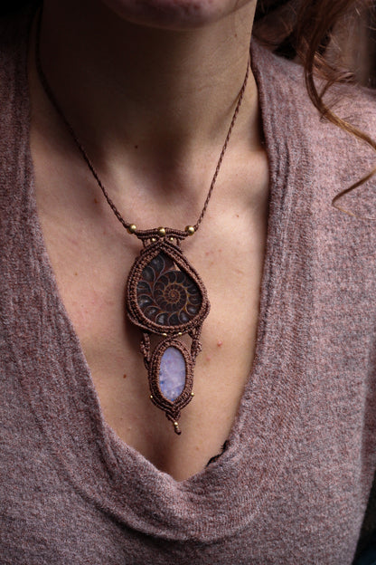 Ammonite & Moonstone pendant