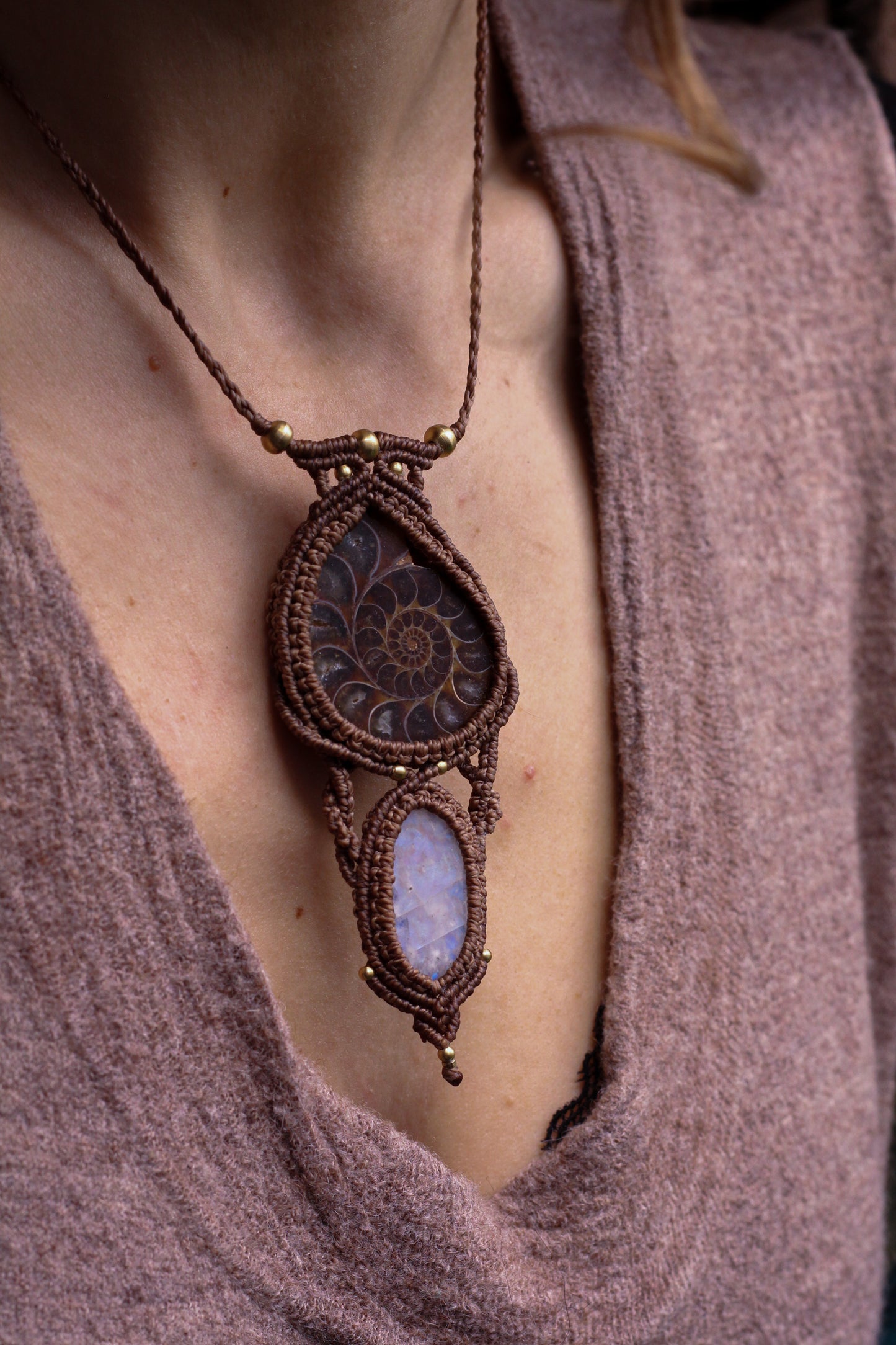 Ammonite & Moonstone pendant