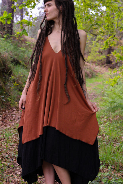 FREYJA Dress | Black & Terracota