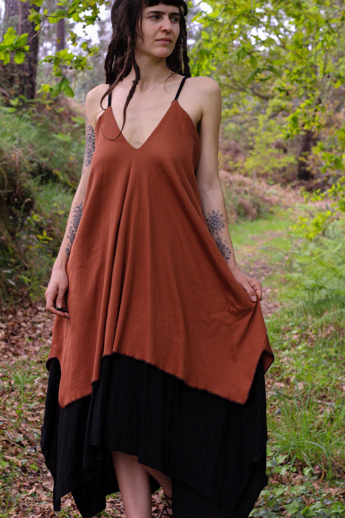 FREYJA Dress | Black & Terracota