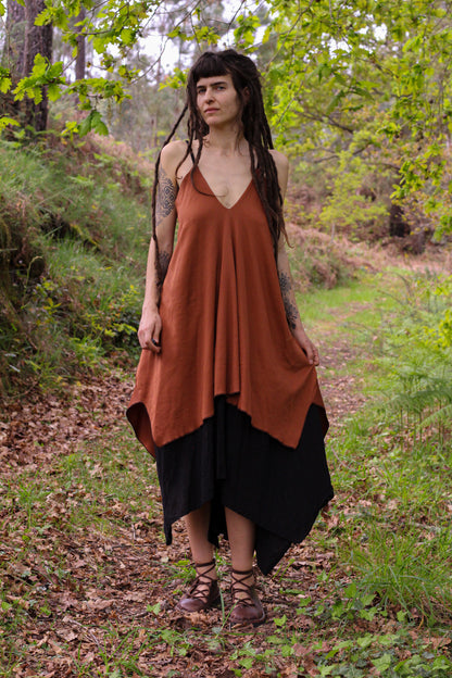 FREYJA Dress | Black & Terracota