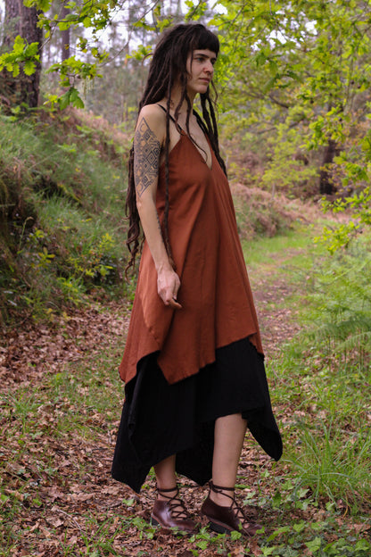 FREYJA Dress | Black & Terracota