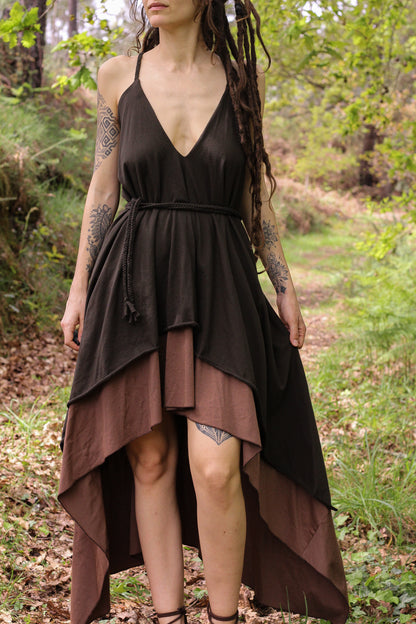 FREYJA Dress | Green & Brown