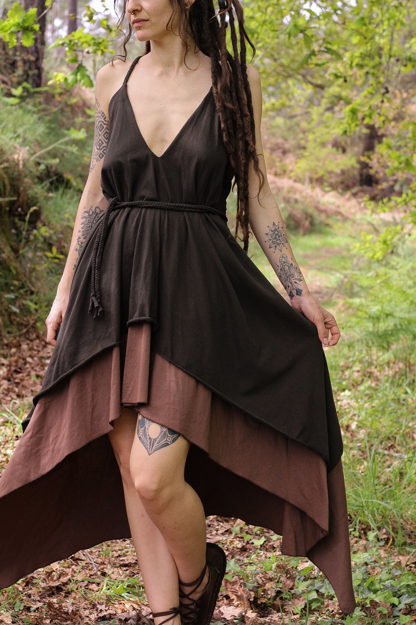 FREYJA Dress | Green & Brown