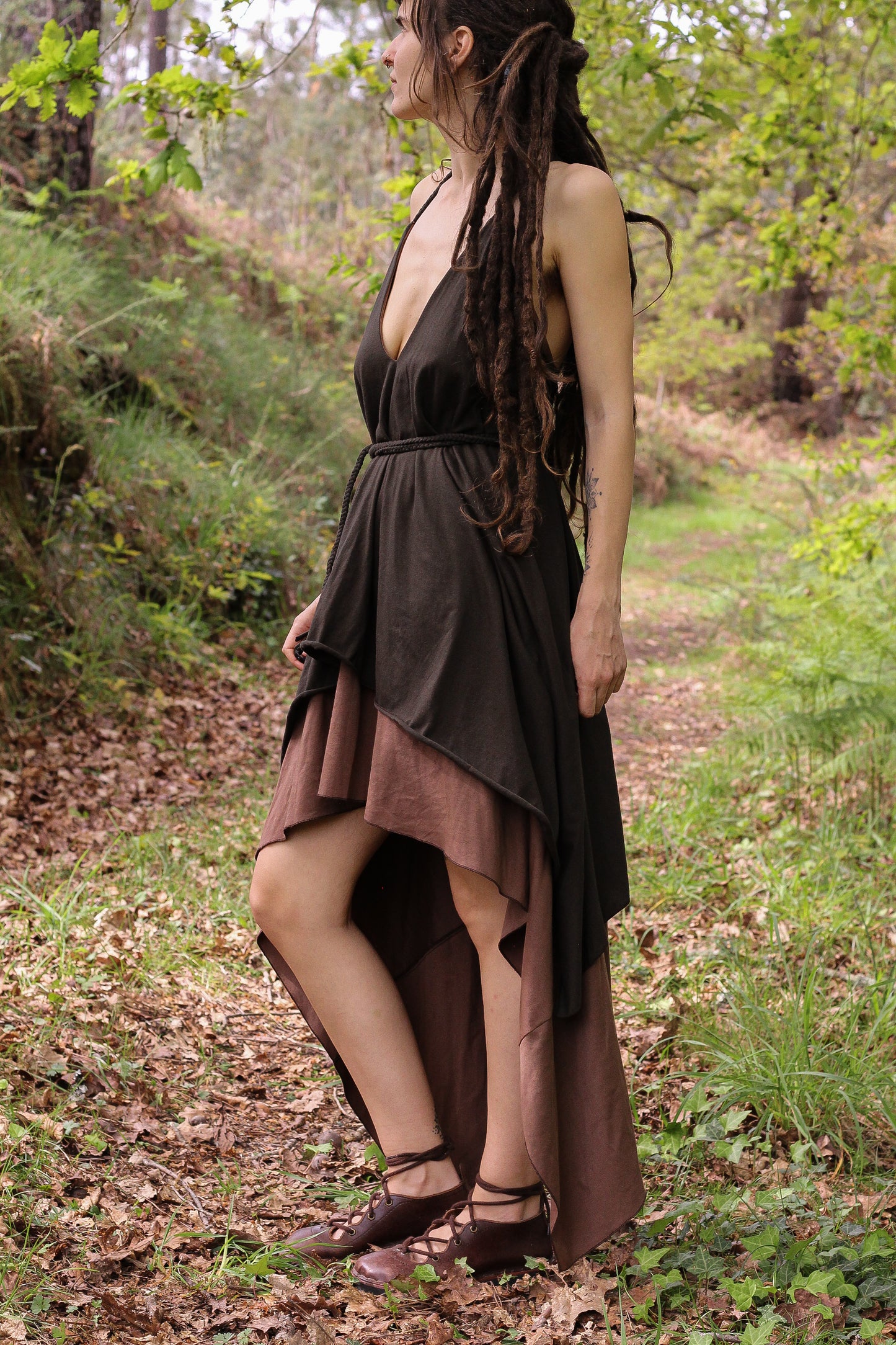 FREYJA Dress | Green & Brown